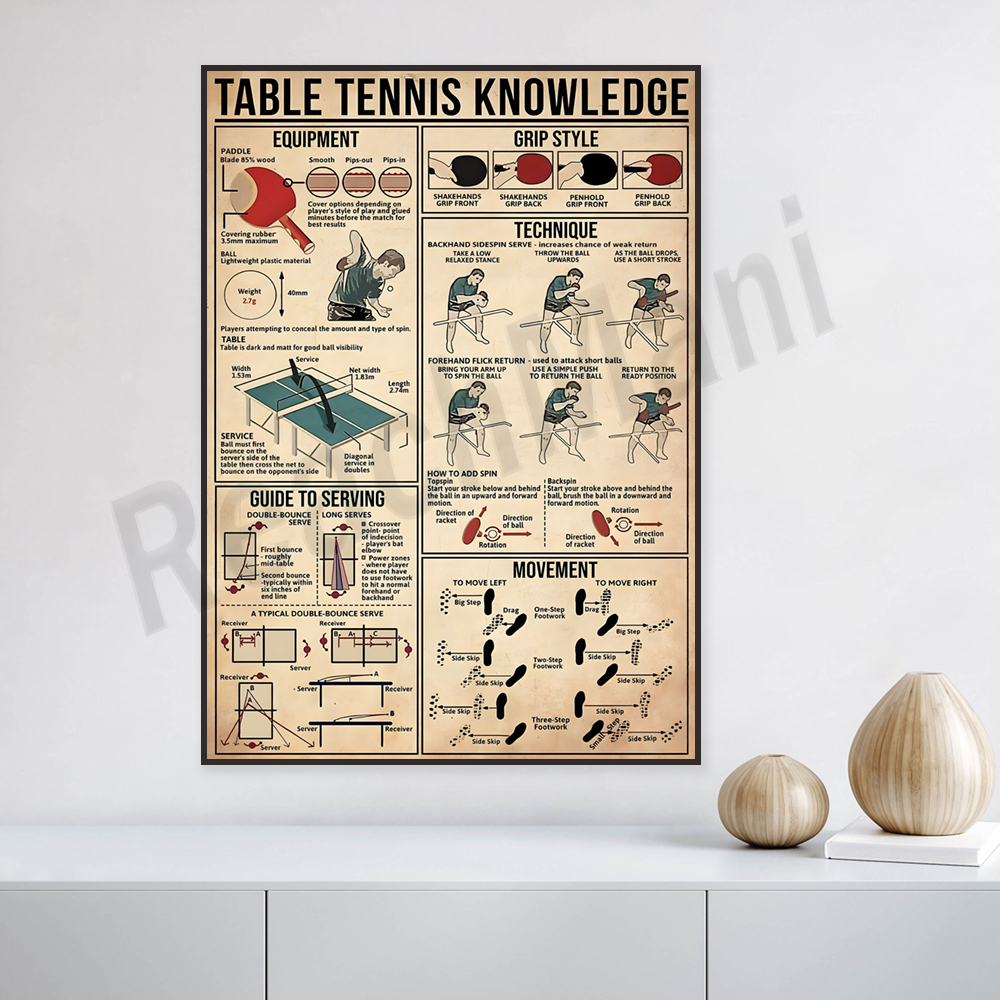 Table tennis knowledge poster, - Table Tennis Knowledge Poster recensione e prezzo